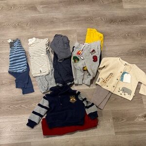 H&M Kids Animal Print Cardigan and Navy Striped Hoodie Set